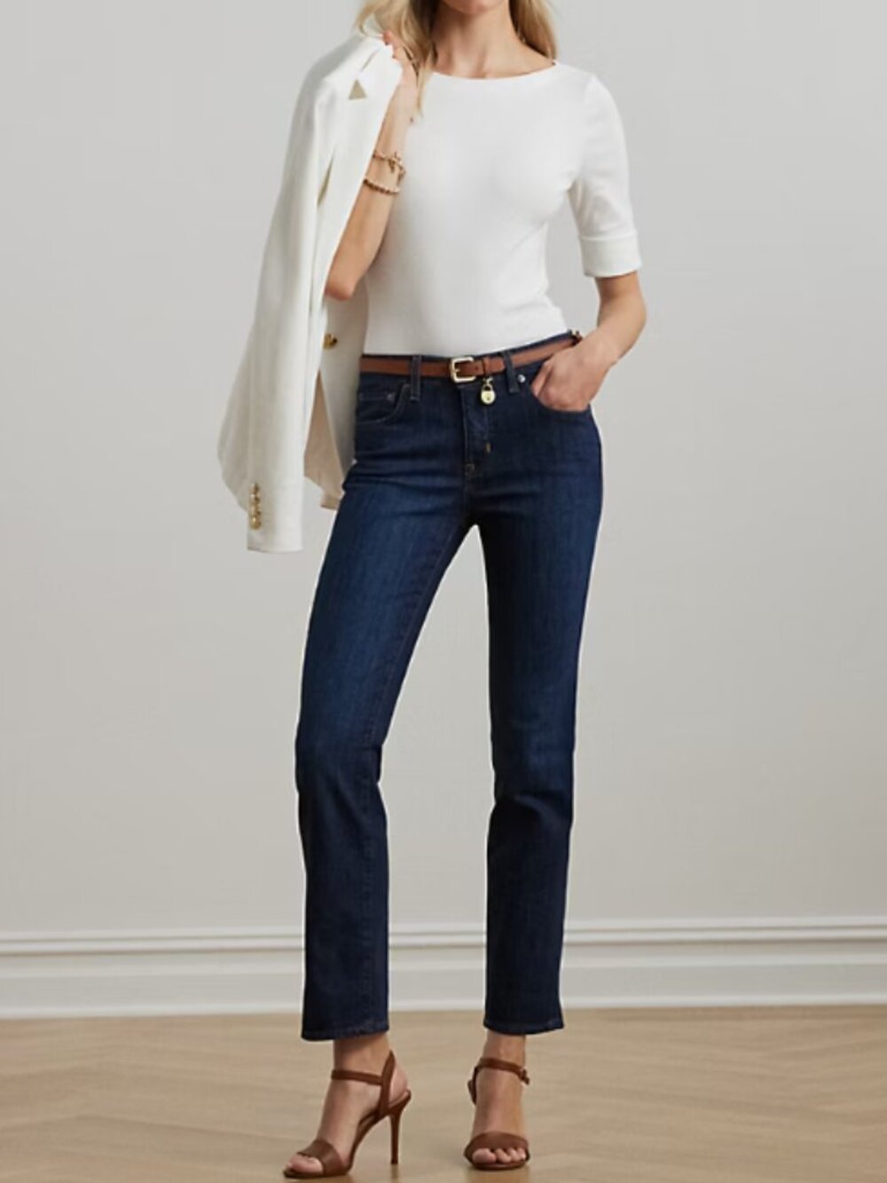 Lauren Ralph Lauren Curvy Straight Leg Dark Wash Jeans Size 12